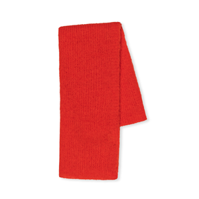Red knitted scarf on a white background