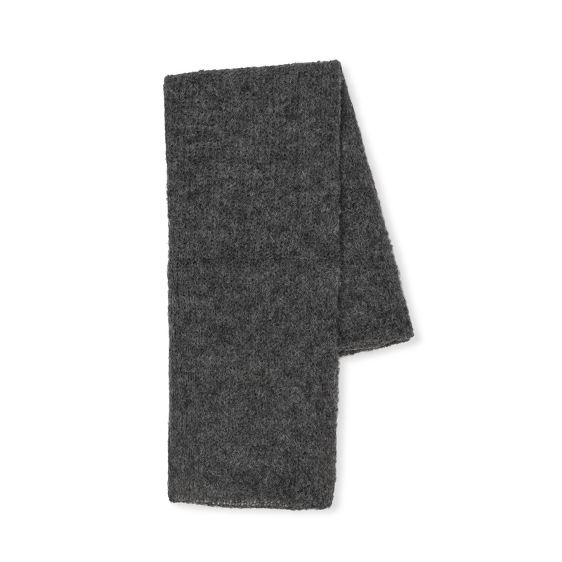 Folded gray shawl on a white background