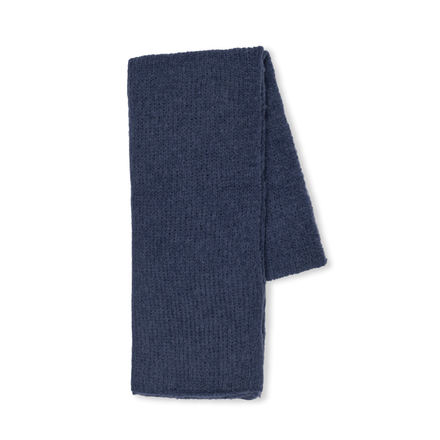 Folded navy blue shawl on a white background