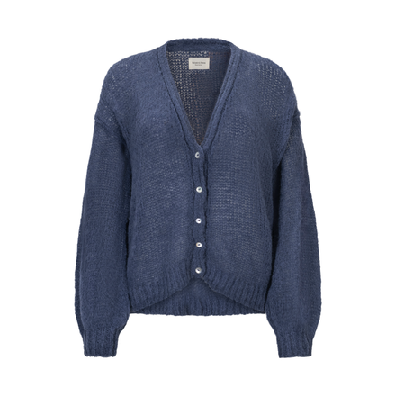 Blue knitted cardigan on a white background
