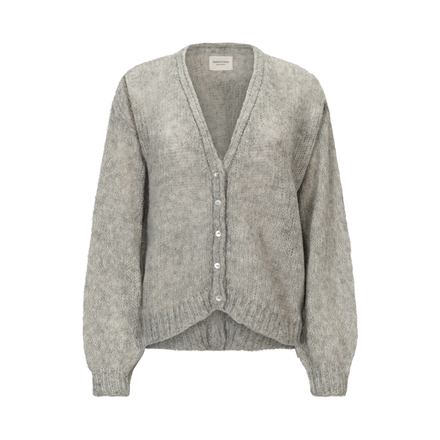 Gray knitted cardigan on a white background