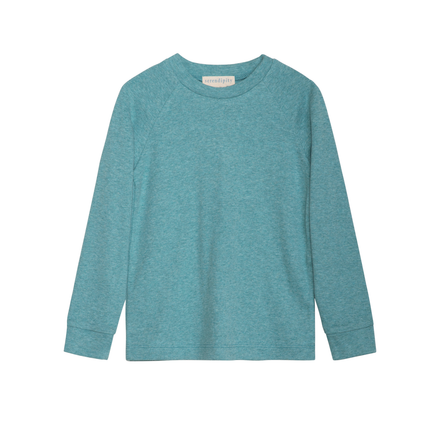 Teal long-sleeve shirt on a white background