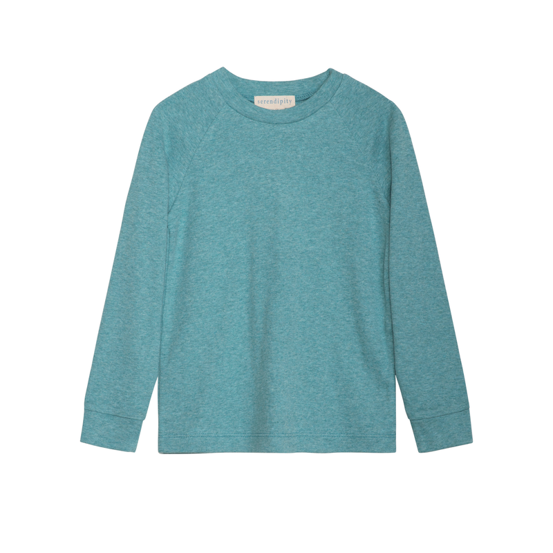 Teal long-sleeve shirt on a white background