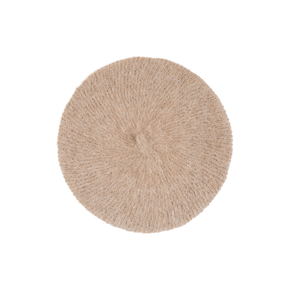 Beige knit beret on a white background