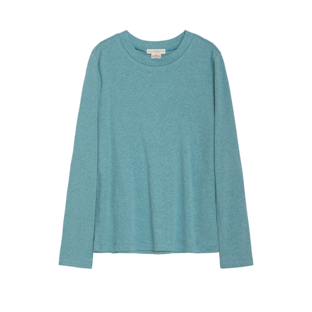 Teal long-sleeve shirt on a white background