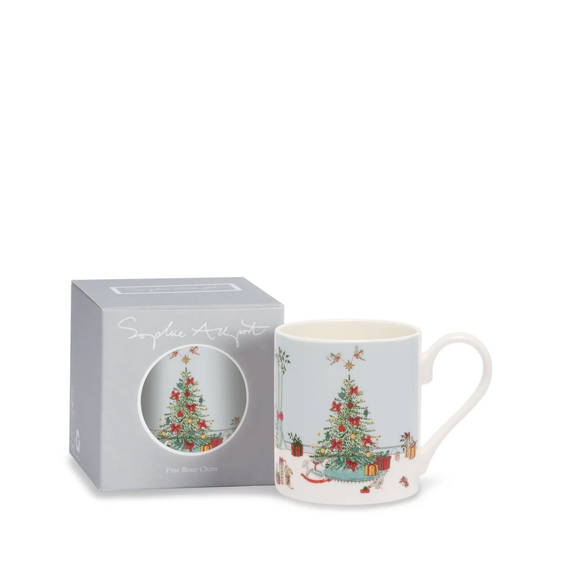 Mug with Christmas design in a Sophie Allport box on a white background
