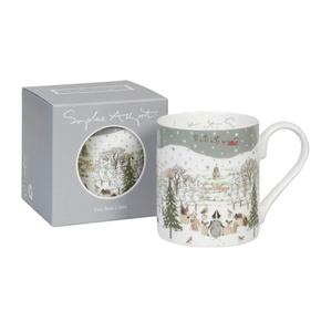 Mug with winter scene design in a Sophie Allport box on a white background
