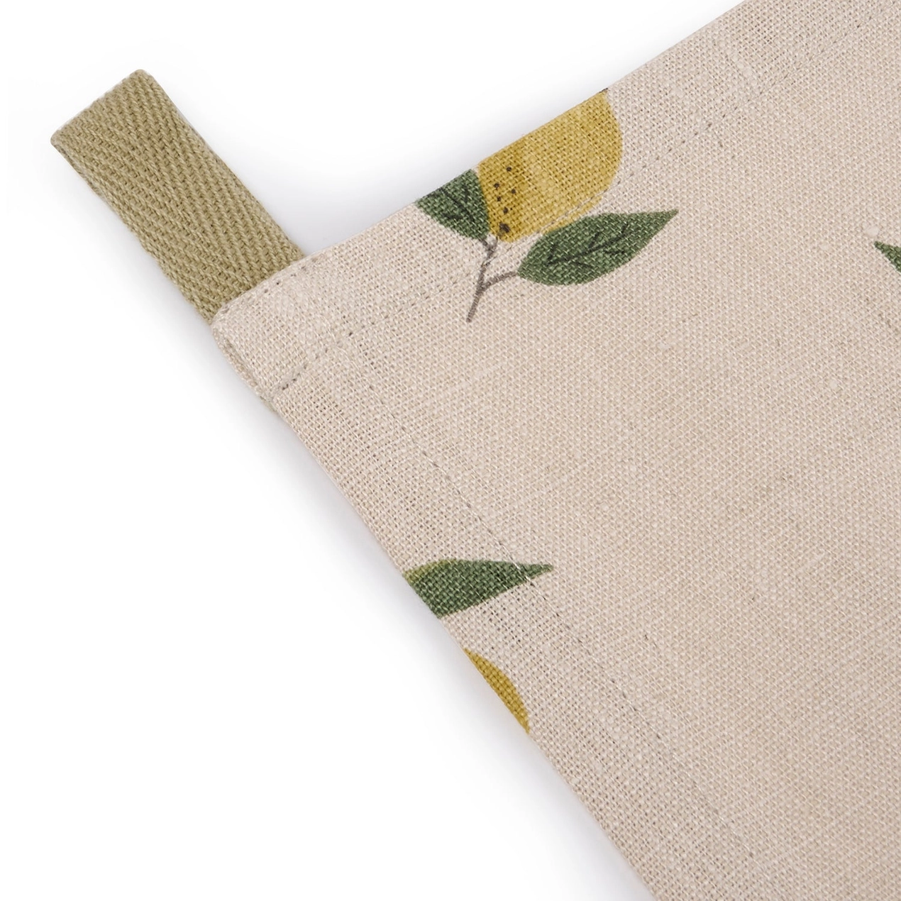 Tea towel with lemon pattern on a beige background