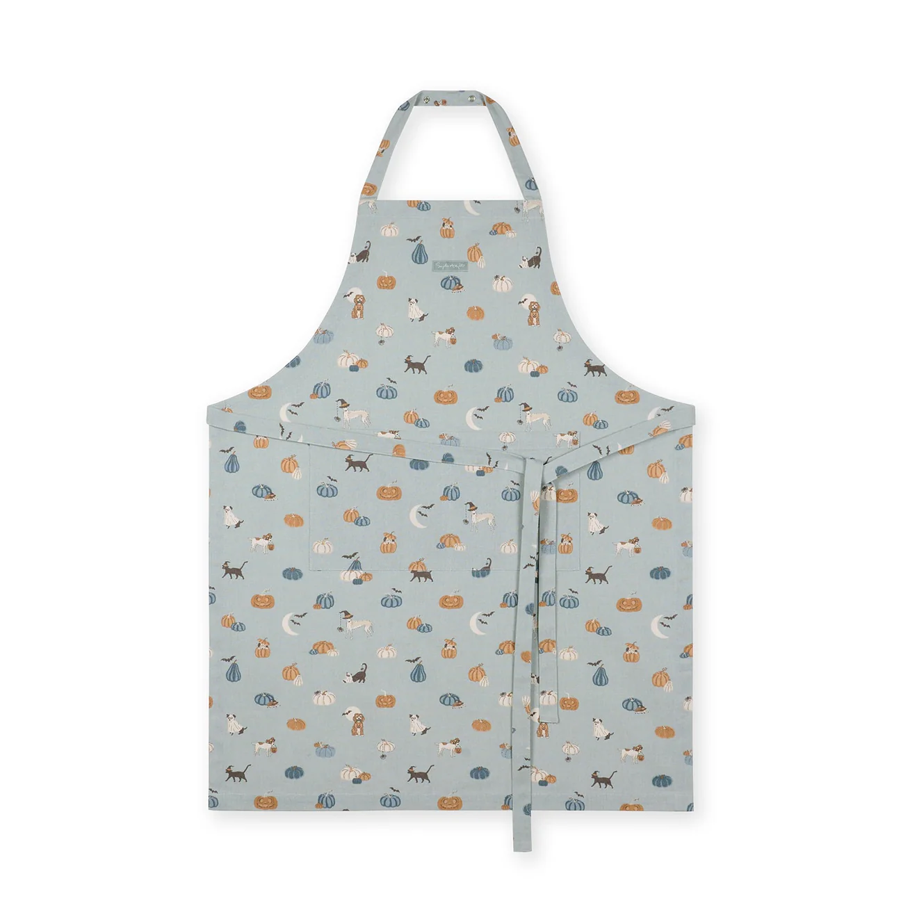 Blue apron with animal pattern on a white background