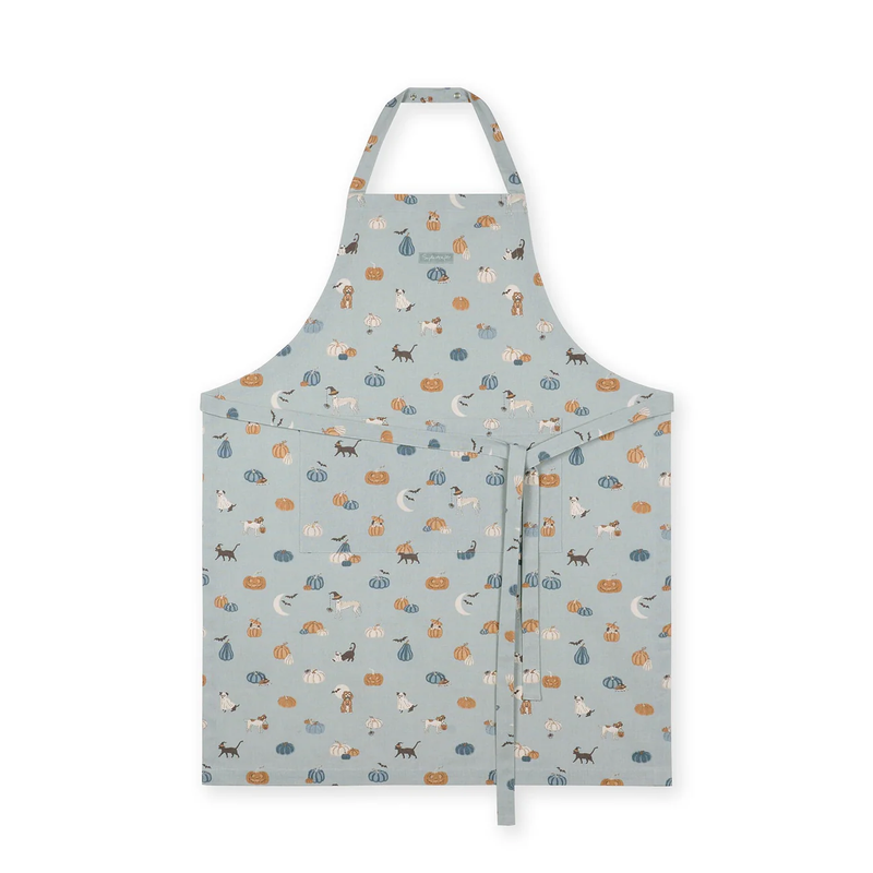 Blue apron with animal pattern on a white background