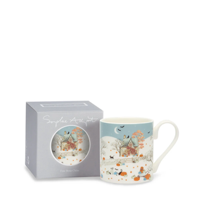 Mug with decorative design in a box on a white background