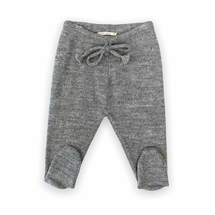 Gray baby leggings with a drawstring on a white background
