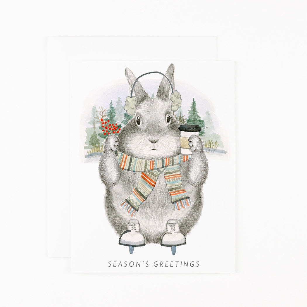 'Ice Skating Bunny' Holiday Card