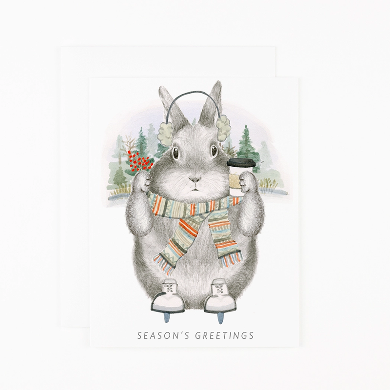 'Ice Skating Bunny' Holiday Card