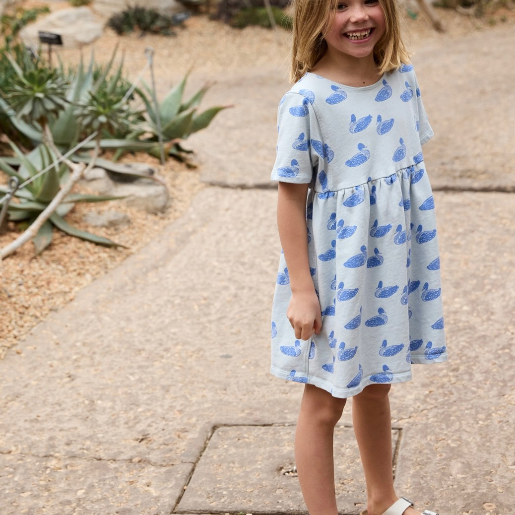 Lewis Duck Print Organic Cotton Dress, Duck Pond / 10Y Lewis Duck Print Organic Cotton Dress, Duck Pond / 10Y