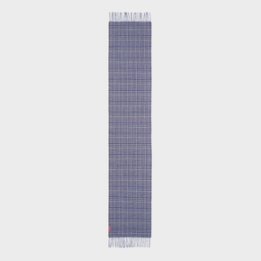 Plaid scarf with a red label on a white background