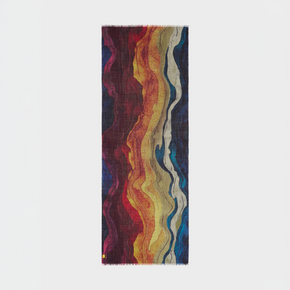 Colorful wavy patterned shawl on a white background
