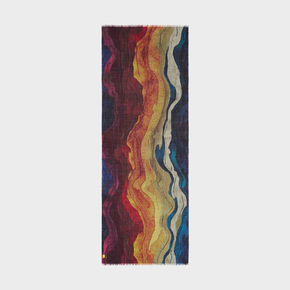 Colorful wavy patterned shawl on a white background