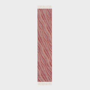 Red and gray patterned scarf on a light gray background