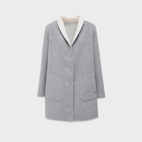 Gray coat with white collar on a light gray background