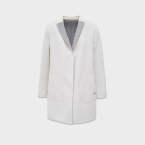 White coat with a grey collar on a white background