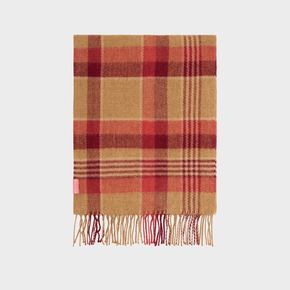 Plaid scarf with red and yellow colors on a white background
