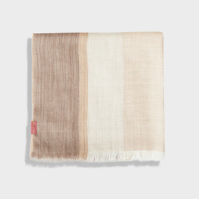 Shawl with two-tone brown and beige pattern on a white background
