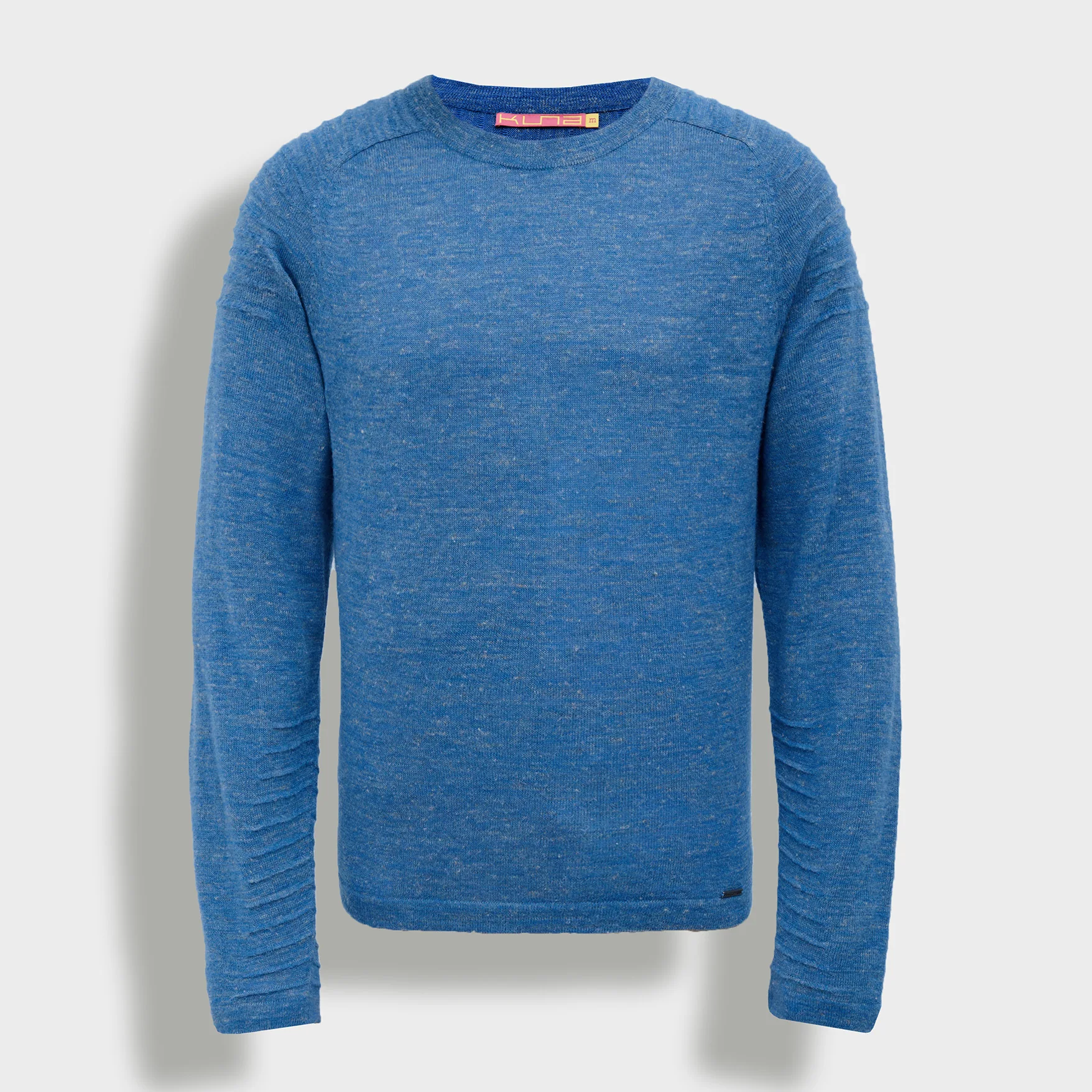 Blue sweater on a light gray background