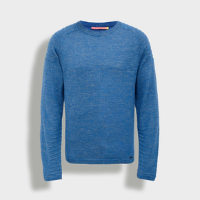 Blue sweater on a light gray background