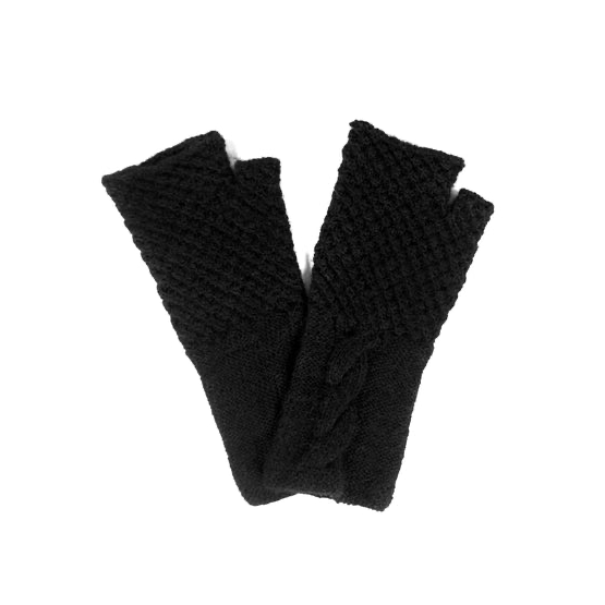 Cable Fingerless Alpaca Gloves