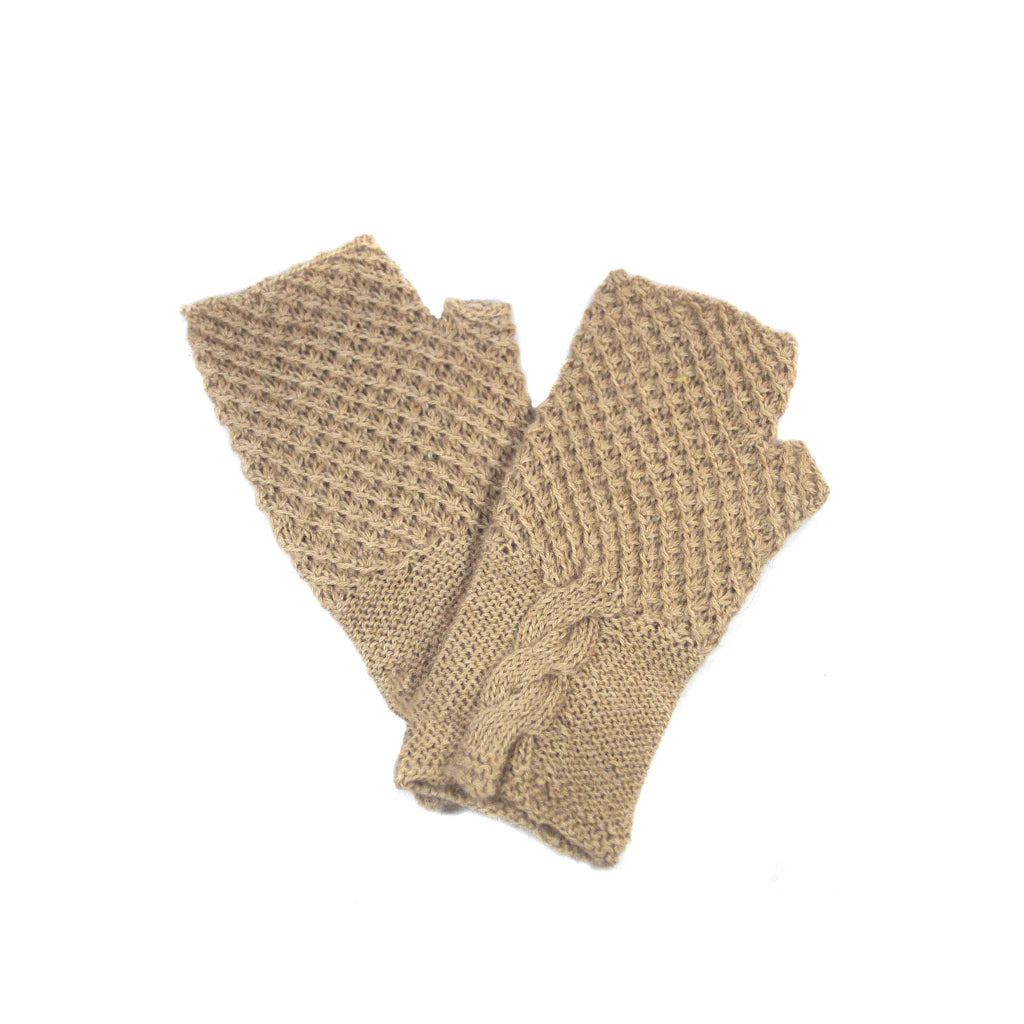 Cable Fingerless Alpaca Gloves