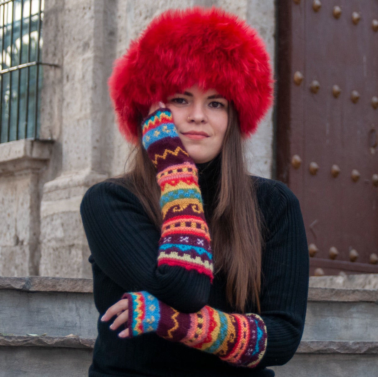 Carnival Fingerless Alpaca Gloves