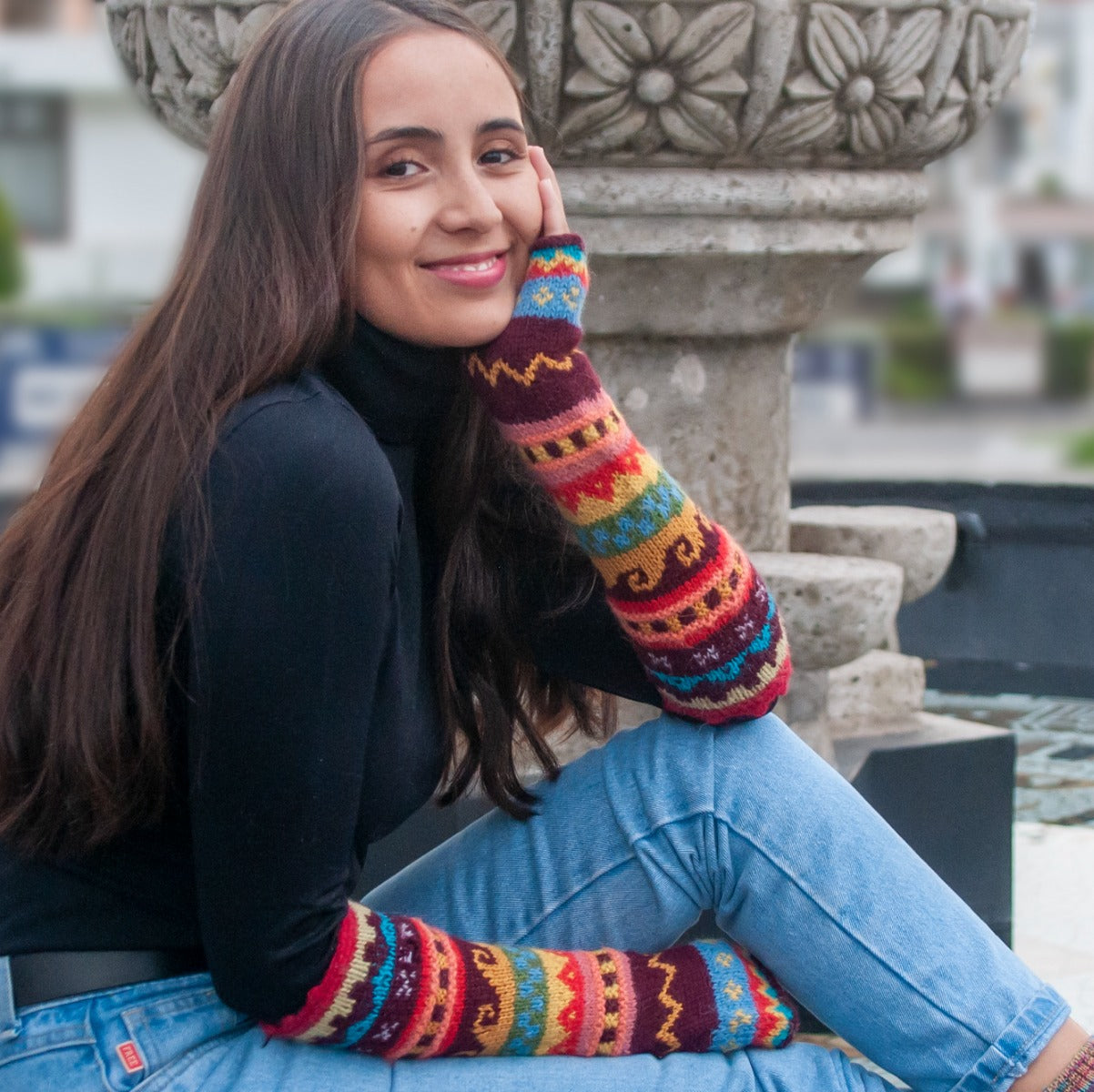 Carnival Fingerless Alpaca Gloves