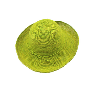 Green straw hat on a white background