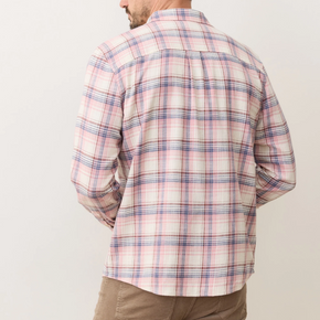 Man wearing a plaid shirt with a neutral background