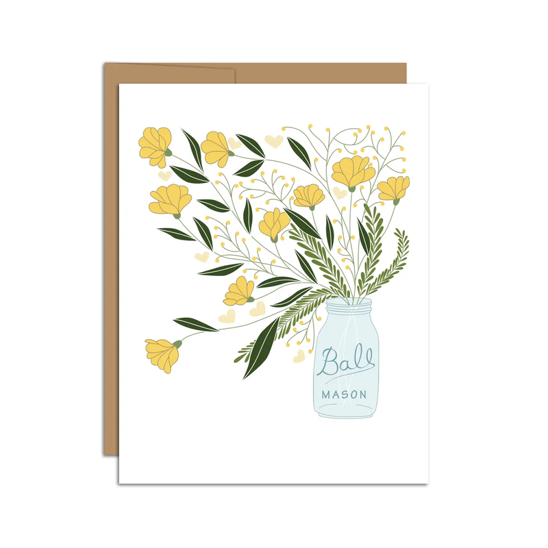 'Mason Jar Bouquet' Greeting Card