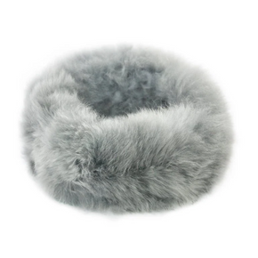 Gray fur headband on a white background