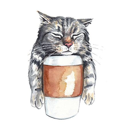 cat and coffee