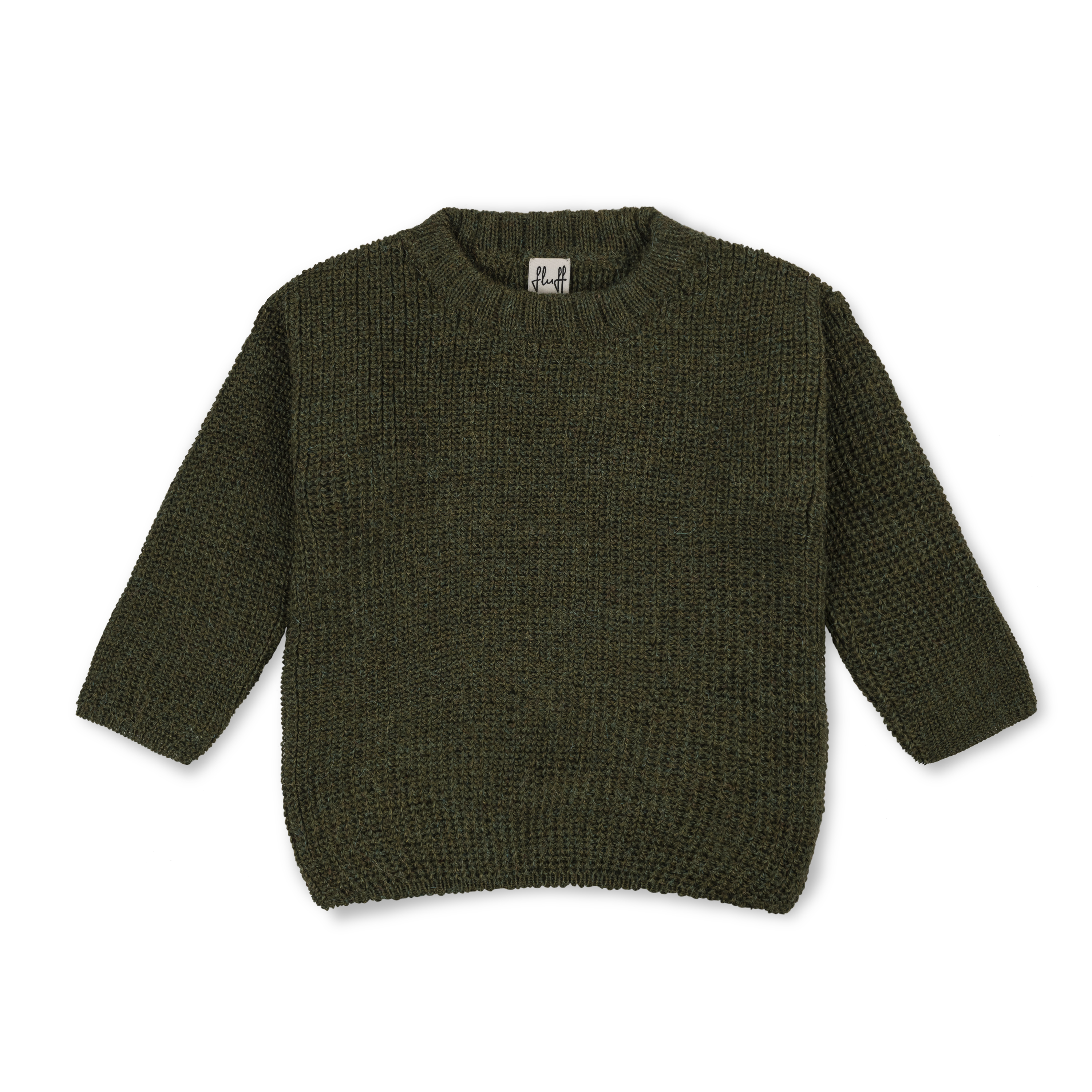 Green knitted sweater on a white background