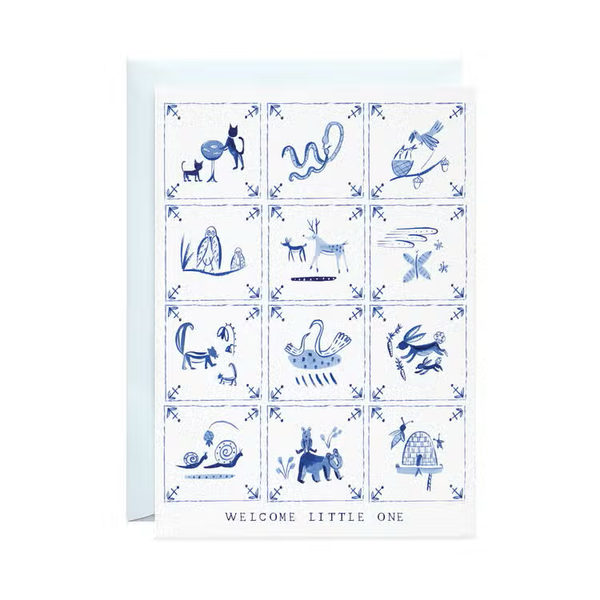 'New Baby Delft Tiles' Greeting Card