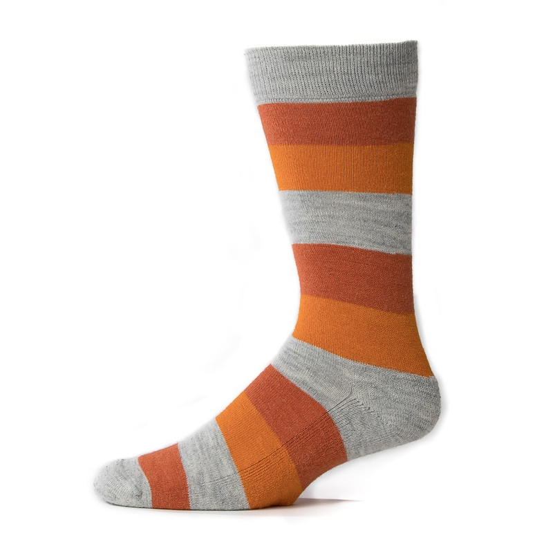 orange and grey striped kids' socks