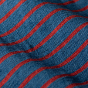 Blue and red striped fabric.