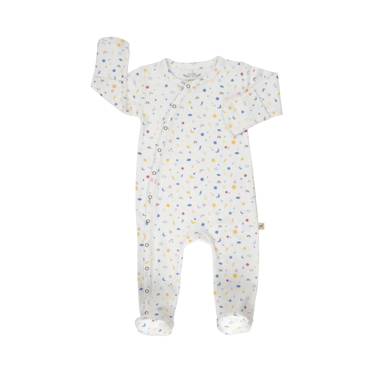 Red Caribou Baby Buttons Pima Cotton Jumpsuit