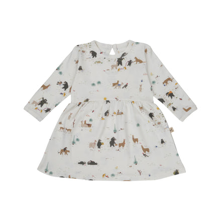 Children's dress with animal pattern on a white background