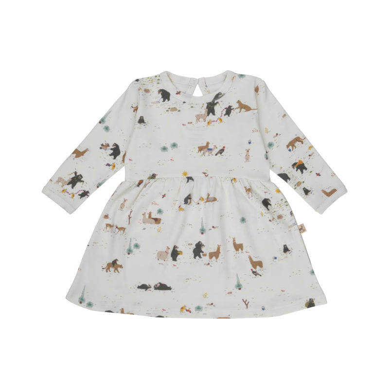Children's dress with animal pattern on a white background