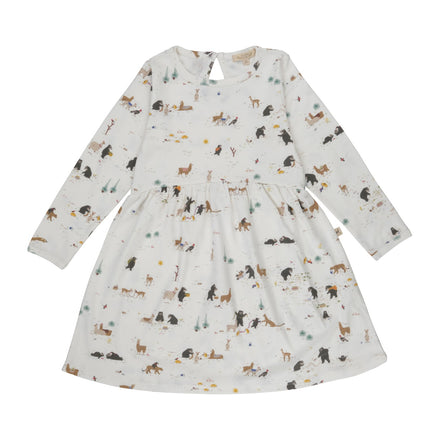 White dress with animal pattern on a white background