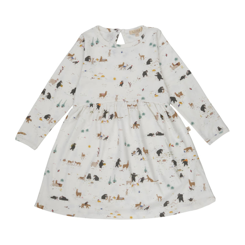 White dress with animal pattern on a white background