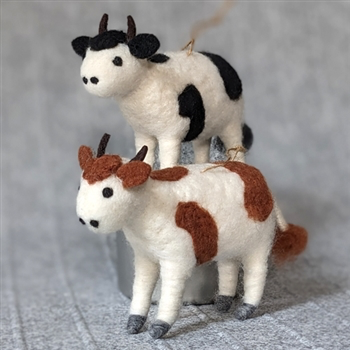 Cow Needle Felt Ornament
