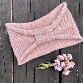 knitted alpaca headband in pink