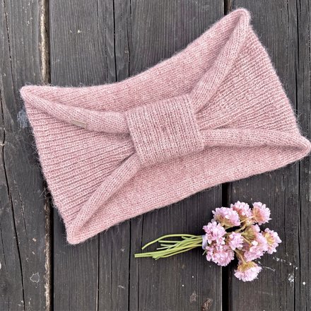 knitted alpaca headband in pink